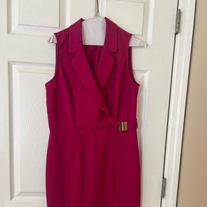Sandra Darren Pink - Magenta Dress with gold buckle
